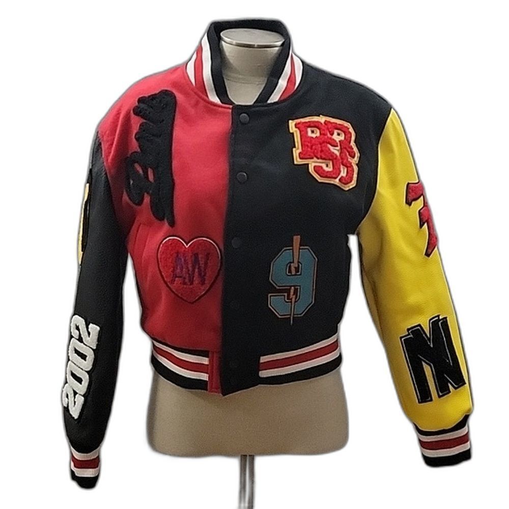 Azalea Wang Color Block Varsity Crop Bomber Jacke… - image 2